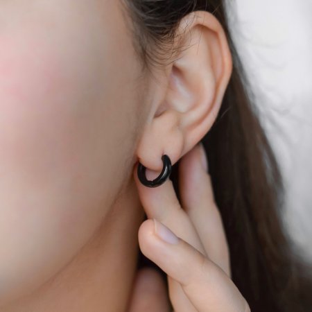 Сережки бублики Xuping чорне золото d-12х3мм