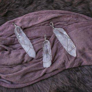 Кулон Гірський Хрусталь в металевій оплетці d-60х20мм+- асорті розмірів