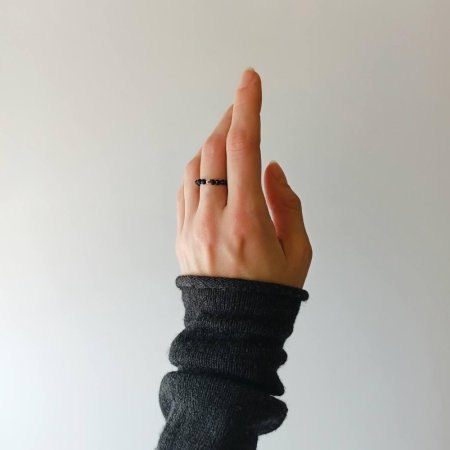 Кільце з натурального Авантюрину(синій)+намистина кольору срібло гіпоалерген.сплав d-3мм 15-18р-р на резинці