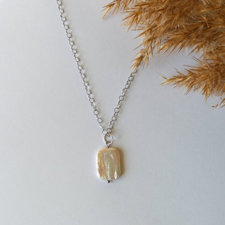Кулон Перли барочні (прямокутники) на ланцюжку Xuping Jewelry родій, d-20мм+- L-44см