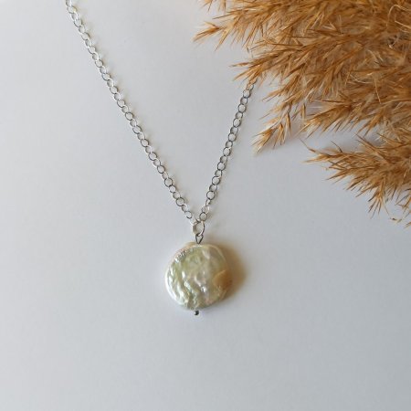 Кулон Перл барочний (монетка) на ланцюжку Xuping Jewelry родій, d-20мм + - L-44см