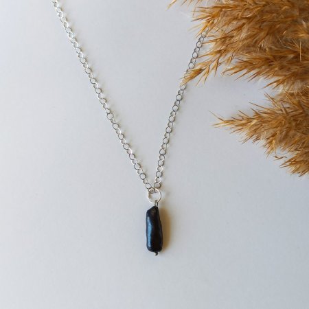 Кулон Перли барочні (чорні) на ланцюжку Xuping Jewelry родій, d-22мм+- L-44см