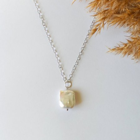 Кулон Перл барочний (квадрат) на ланцюжку Xuping Jewelry родій, d-17мм+- L-44см