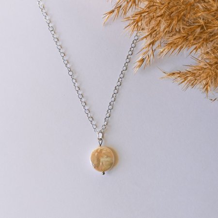 Кулон Перл барочний (монетка) на ланцюжку Xuping Jewelry родій, d-18мм+- L-44см