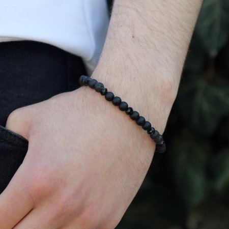Чоловічий браслет Лава і Шунгіт d-6м L-20 см